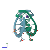 PDB entry 1i0k coloured by chain, side view.
