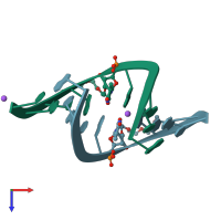 PDB entry 1i0q coloured by chain, top view.