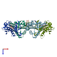 PDB entry 1i12 coloured by chain, top view.