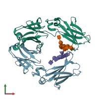 PDB entry 1i1c coloured by chain, front view.