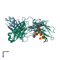 PDB entry 1i1c coloured by chain, top view.