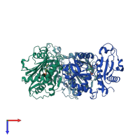 PDB entry 1i1k coloured by chain, top view.