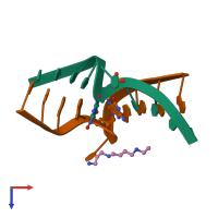 PDB entry 1i1p coloured by chain, top view.