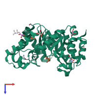 PDB entry 1i1w coloured by chain, top view.