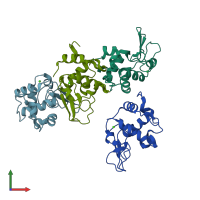 PDB entry 1i22 coloured by chain, front view.