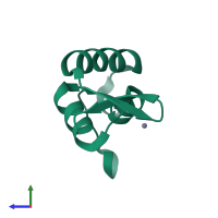 Monomeric assembly 1 of PDB entry 1i27 coloured by chemically distinct molecules, side view.