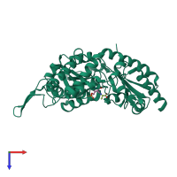 PDB entry 1i29 coloured by chain, top view.