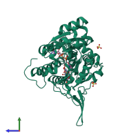 PDB entry 1i2c coloured by chain, side view.