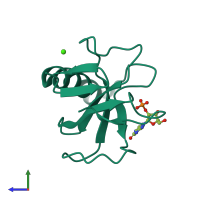 PDB entry 1i2e coloured by chain, side view.