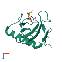 PDB entry 1i2e coloured by chain, top view.