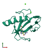 PDB entry 1i2g coloured by chain, front view.