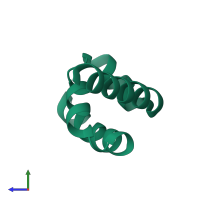 PDB entry 1i2t coloured by chain, side view.