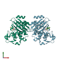 PDB entry 1i2w coloured by chain, front view.