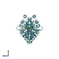 PDB entry 1i2w coloured by chain, side view.