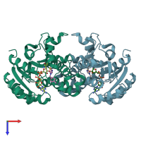 PDB entry 1i2z coloured by chain, top view.