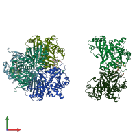 PDB entry 1i32 coloured by chain, front view.