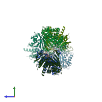 PDB entry 1i32 coloured by chain, side view.