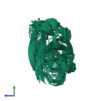 PDB entry 1i35 coloured by chain, ensemble of 10 models, side view.