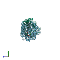 PDB entry 1i36 coloured by chain, side view.