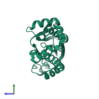 PDB entry 1i39 coloured by chain, side view.