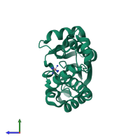 PDB entry 1i3a coloured by chain, side view.