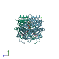 PDB entry 1i3m coloured by chain, side view.