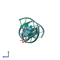 PDB entry 1i3t coloured by chain, side view.