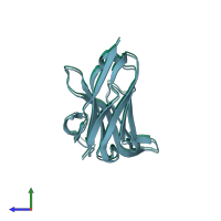 PDB entry 1i3v coloured by chain, side view.