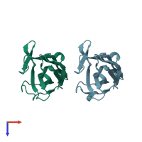 PDB entry 1i3v coloured by chain, top view.