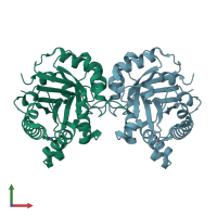 PDB entry 1i45 coloured by chain, front view.