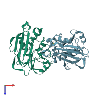 PDB entry 1i4g coloured by chain, top view.