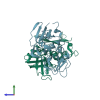 PDB entry 1i4h coloured by chain, side view.