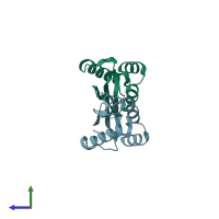 PDB entry 1i4j coloured by chain, side view.