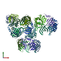 PDB entry 1i4k coloured by chain, front view.