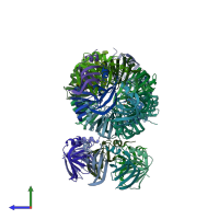 PDB entry 1i4k coloured by chain, side view.