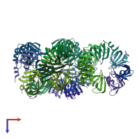 PDB entry 1i4k coloured by chain, top view.