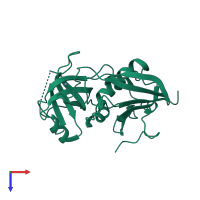 PDB entry 1i4q coloured by chain, top view.