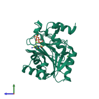 PDB entry 1i52 coloured by chain, side view.