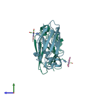 PDB entry 1i53 coloured by chain, side view.
