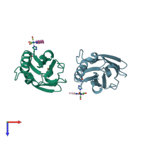 PDB entry 1i53 coloured by chain, top view.