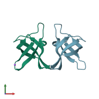 PDB entry 1i5f coloured by chain, front view.