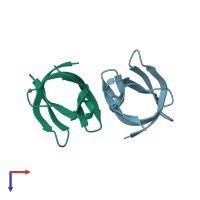 PDB entry 1i5f coloured by chain, top view.