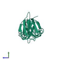 PDB entry 1i5i coloured by chain, side view.