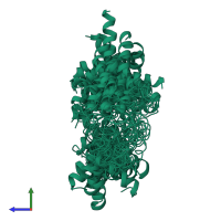 PDB entry 1i5j coloured by chain, ensemble of 25 models, side view.