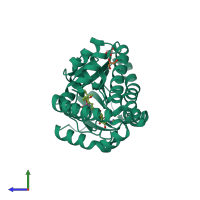 PDB entry 1i5r coloured by chain, side view.