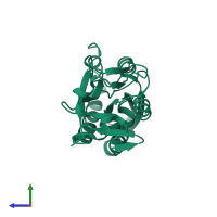 PDB entry 1i6a coloured by chain, side view.