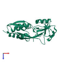 PDB entry 1i6a coloured by chain, top view.