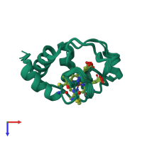 PDB entry 1i6d coloured by chain, ensemble of 20 models, top view.