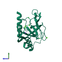 PDB entry 1i6t coloured by chain, side view.