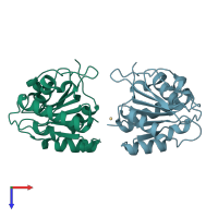 PDB entry 1i6w coloured by chain, top view.